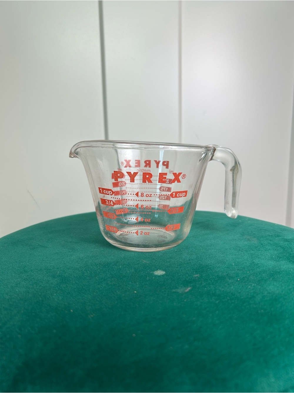 Pyrex 1 Cup 8oz Glass Measuring Cup Red Lettering Clear Tempered Glass USA Made